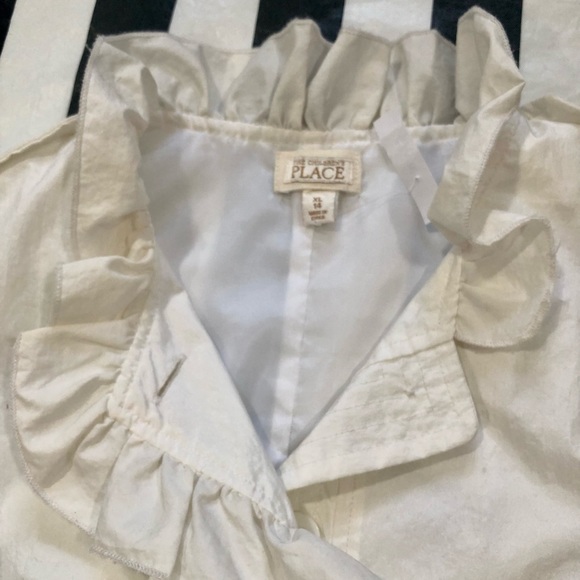*RARE Children’s Place White Ruffle Front Long Spring Trench Coat - Picture 7 of 9